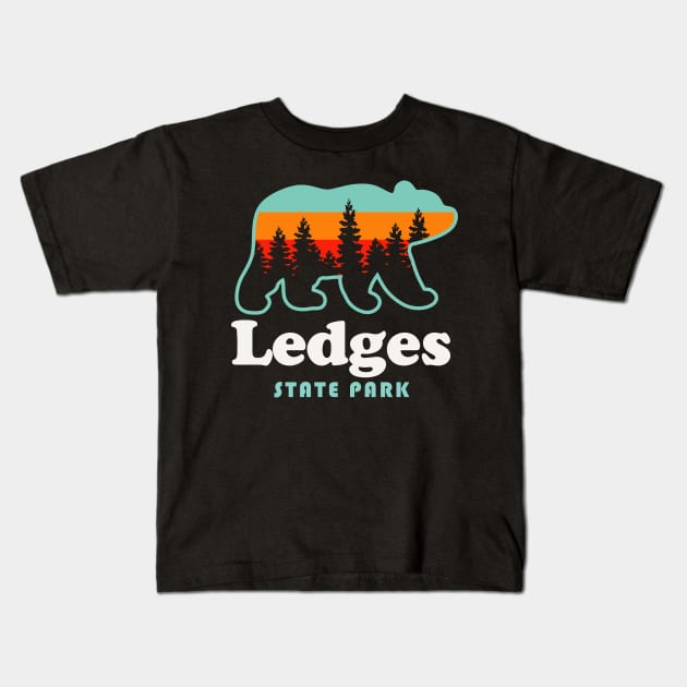 Ledges State Park Iowa Camping Hiking Trails Bear Kids T-Shirt by PodDesignShop